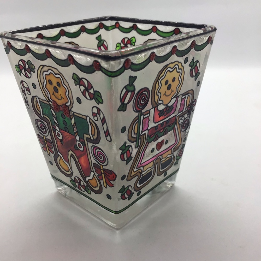 Amia Hand Painted Stained Glass Petite Votive Candle Holder Christmas Holiday